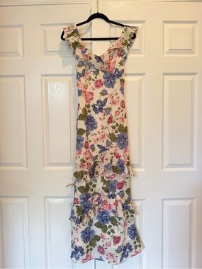 Mint Floral Ruffle Tiered Maxi Dress